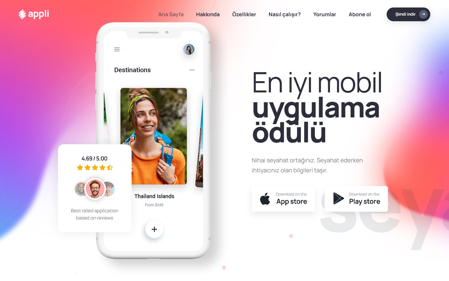 Uygulama tema önizlemesi
