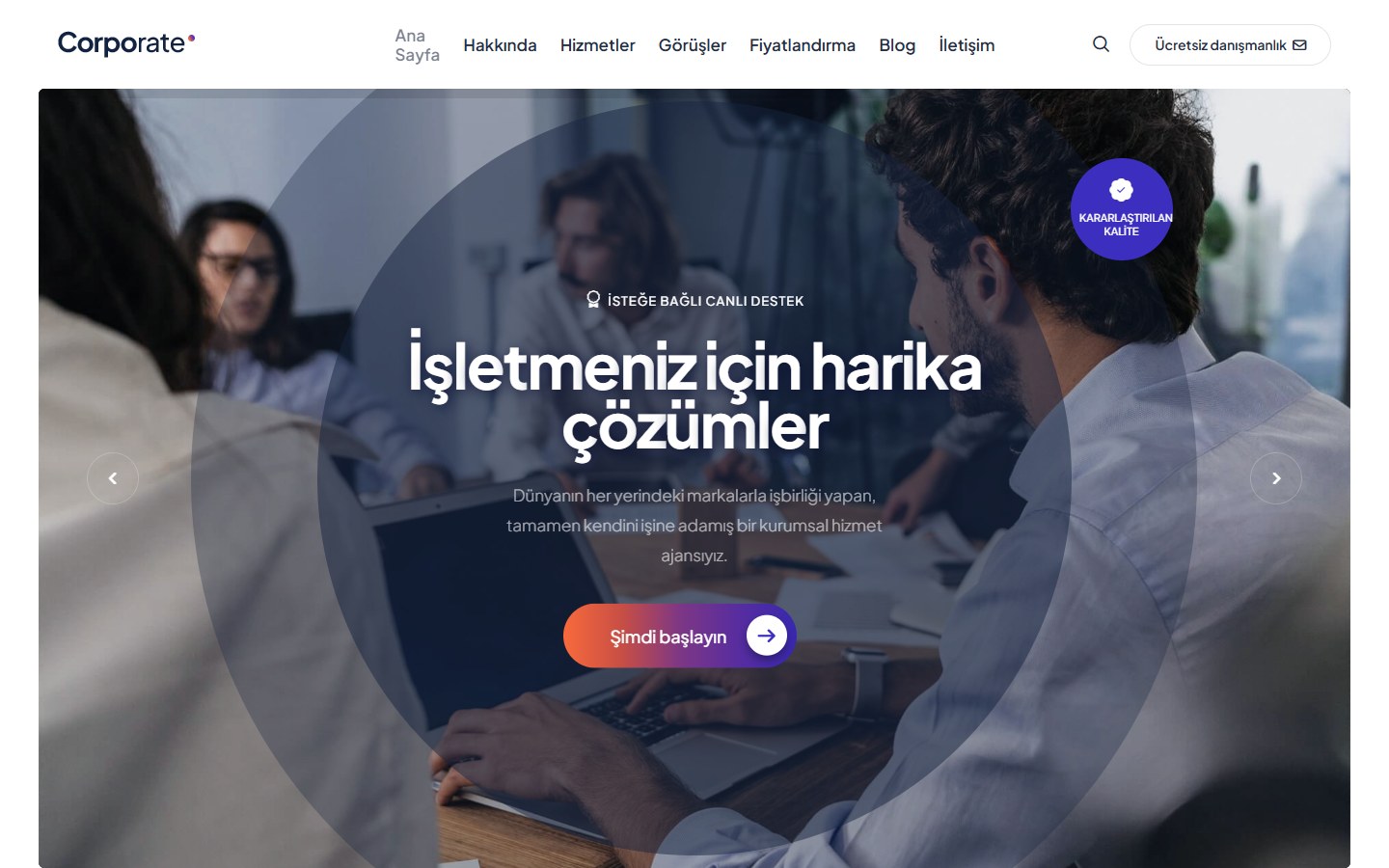 Kurumsal tema önizlemesi