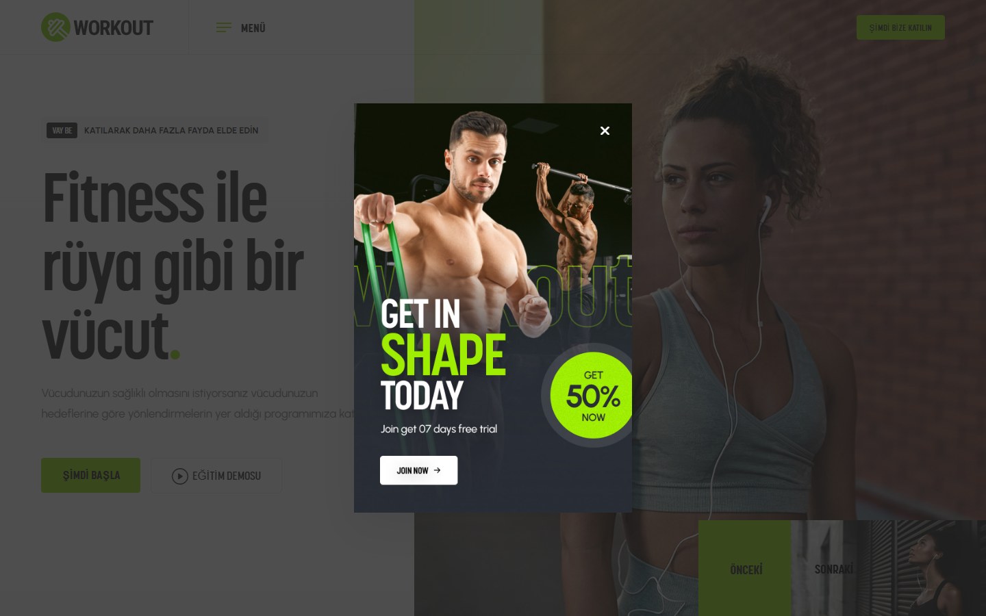 Spor ve Fitness tema önizlemesi