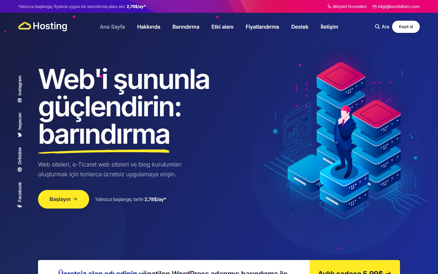 Hosting tema önizlemesi