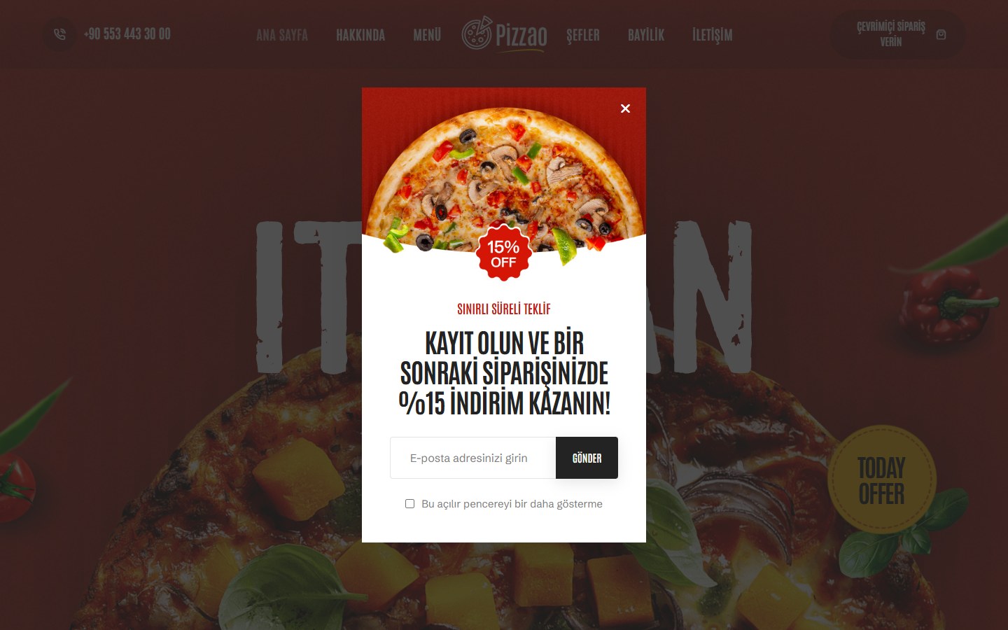 Pizzacı tema önizlemesi